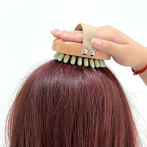 Cepillo de Masaje de <span class=keywords><strong>Jade</strong></span> Verde Natural con Cojín de Goma, Mango de Madera de Haya Premium, Herramienta de Drenaje Linfático, Peine para Masaje de Cabeza - Product Image 5