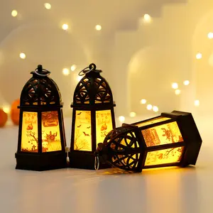 Винтажный пластиковый подвесной фонарь светодиодный Хэллоуин Тыквенный Фонарь для Хэллоуина украшения праздничные принадлежности