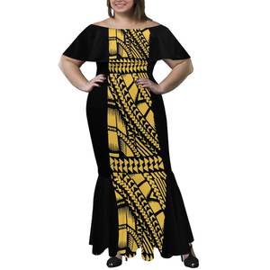 Le donne più vendute <span class=keywords><strong>di</strong></span> grandi dimensioni 8XL seta del latte vestito Sexy con spalle scoperte Pacific Island Art immagine personalizzata abito a coda <span class=keywords><strong>di</strong></span> pesce con una spalla - Product Image 5