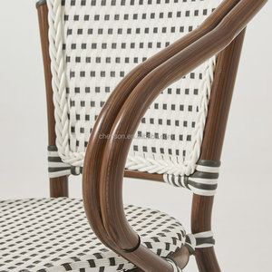 Sedia da Giardino in Rattan Sintetico Impermeabile - Poltrona Bistrot Francese in Rattan PE con Telaio in Alluminio per Esterni e Soggiorno - Product Image 2