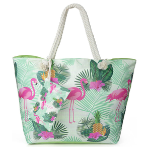 Grand sac de plage en toile écologique personnalisé avec poignée en corde et fermeture éclair pour femmes et filles - Product Image 3