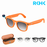RKHK Gafas Inteligentes con IA y Audio, Auriculares BT de Oreja Abierta, Cámara, Traducción, Asistente de Voz con Estuche de Carga