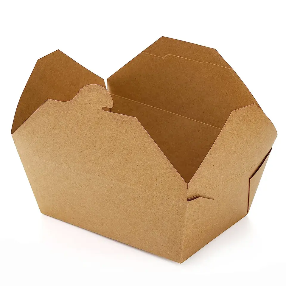 Лидер продаж, биоразлагаемые переработанные Белые коричневые крафтовые бумажные упаковочные коробки для еды, утолщенные Ланч-боксы для еды