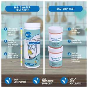 16 em 1 Água Potável Qualidade <span class=keywords><strong>Test</strong></span> Kit 100 Tiras Teste Piscina 16 Parâmetros de PH Nitrito Cloro Total - Product Image 4