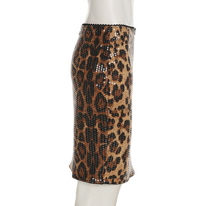 Street Retro Leopard Print Bright Leather High-end Hip Lift Low-waisted Midi <strong>Skirt</strong> Hot Girl Brown <strong>Skirt</strong> - Product Image 5