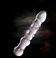 Dildo de cristal transparente de tamaño grande con cuentas extendidas, producto para adultos para el placer de la masturbación femenina, venta al por mayor.