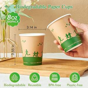 PLA compostable <b>paper</b> cups Custom Logo Biodegradable 6oz-32oz <b>Wood</b> Pulp <b>Paper</b> Cups Single <b>Wall</b> Cups for Hot/Cold Beverages - Product Image 2
