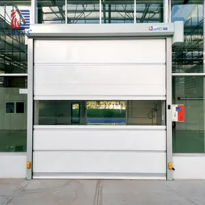 Puerta de alta velocidad industrial de almacén de PVC, uso de fábrica, persiana enrollable, puerta automática rápida de alta velocidad con marco 304SS