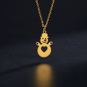 Collar de Cadena de Eslabones de Acero Inoxidable para Niños al por Mayor, con Colgante de Muñeco de Nieve Chapado en Oro de 18k, Regalo de Moda - Product Image 3