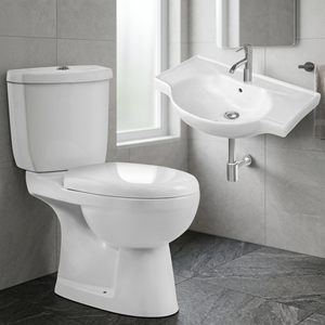 Ensemble WC deux pièces en céramique avec lavabo mural, double chasse, siphon en P et en S, pour la vente en gros en Afrique - Product Image 6