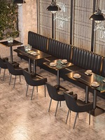 Ensemble de meubles de restaurant de luxe, canapé, table à manger en marbre noir et chaises, sièges en banquette pour hôtel, cuisine, club, café, pub, bar