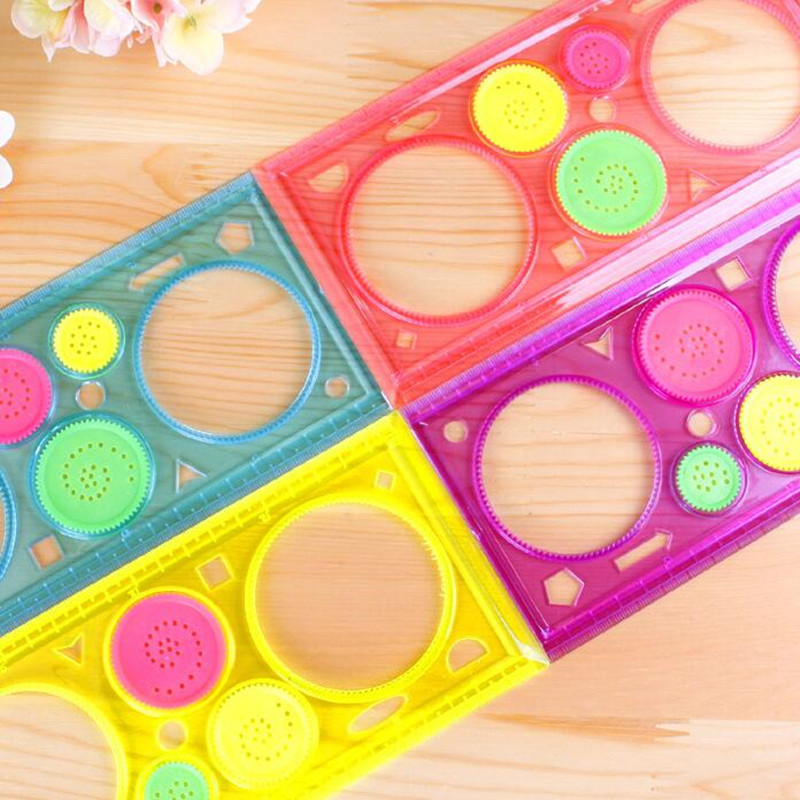 Painting Multi function Puzzle Spirograph Children Drawing Plastic Ruler Students DIY Tools Stationery