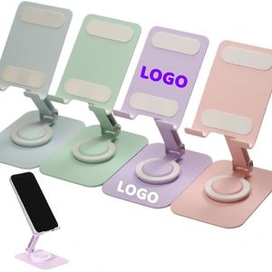 Soporte de Teléfono Metálico Plegable con Altura Ajustable y Logotipo Personalizado, Rotación de 360 Grados °   Soporte Giratorio con Base Antideslizante para Múltiples Dispositivos - Product Image 1