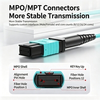 Kabel Harness MPO ke LC OM3 16F Multimode 40G/100G Breakout Fiber Optic Jumper LSZH Tipe B Polaritas untuk Pusat Data Berdensitas Tinggi