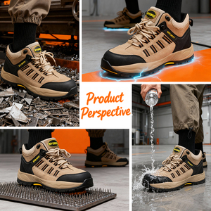 Zapatos de <span class=keywords><strong>Seguridad</strong></span> Tácticos de Gamuza para Hombre, con Puntera de Acero, Resistentes a Pinchazos, Entresuela de Kevlar, para Todo Terreno, Color Gris Stealth - Product Image 4