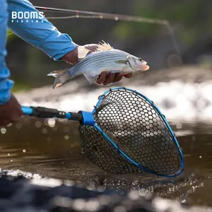 Jaring ikan jala silikon lipat 79.5cm, dengan kunci saklar, klip sabuk Bass Trout perahu N02 jaring pancing pendaratan