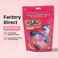 Op maat bedrukte staande pouch met ritssluiting en venster, hersluitbare verpakking voor snoepjes en gummy's voor snackmerken
