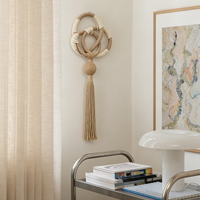 Décoration murale originale en macramé avec pompon unique et nœud boule pour une maison chaleureuse