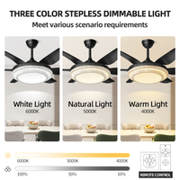 Ventilateur de plafond intelligent 50 pouces avec télécommande, lustre LED moderne, 6 vitesses, 220V, moteur BLDC, corps de lampe ABS, intensité variable, pour salon