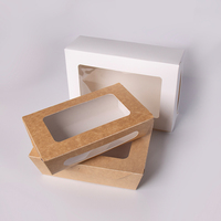 Boîte à sushi en kraft sur mesure, rectangulaire, avec fenêtre transparente, conteneur à sushi jetable à emporter, boîte d'emballage alimentaire en gros OEM