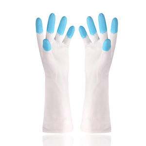 ถุงมือล้างจานไถโจว กันน้ำ 32 ซม. สองสี ยาง ถุงมือทำความสะอาดบ้าน ซักผ้า ขายส่ง - Product Image 2