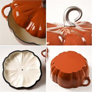 Casserole <span class=keywords><strong>en</strong></span> fonte de haute qualité, style citrouille, pour soupe, ragoût, viande, ustensiles de cuisine multifonctionnels, compatible avec les cuisinières - Product Image 2