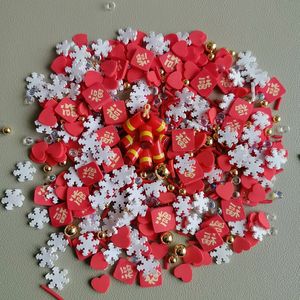 500g de Sprinkles para Manualidades de Año Nuevo Chino, Sprinkles de Arcilla Polimérica con Forma de Corazón Rojo, Mezcla de Sprinkles de Copo de Nieve y Rebanadas de Arcilla Polimérica - Product Image 1