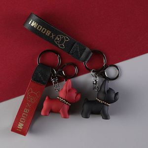 New Fashion French Punk Bulldog <b>Key</b> Chain PU Leather Dog <b>Key</b> Chain Accessories Men's and Women's <b>Key</b> Chain <b>Ring</b> - Product Image 2