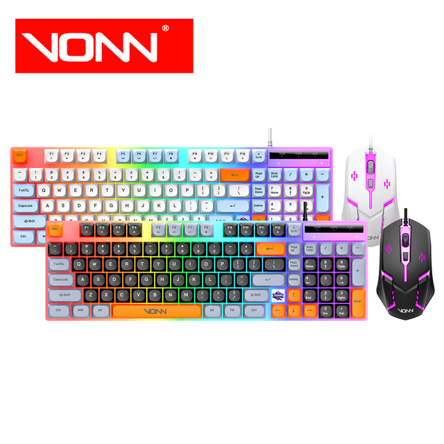 Hot Selling 98 Keys Wired Mouse Keyboard Set Combo Backlight Multifunction Buttons Vonn Support OEM for Gaming Keyboards