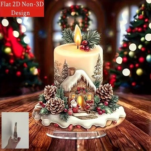 Wholesale <b>Christmas</b> Acrylic Atmosphere <b>Decoration</b> Signboard <b>Small</b> House Shape Candle Desktop Ornament - Product Image 2