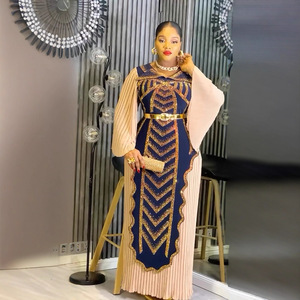 Vestidos <span class=keywords><strong>de</strong></span> Iglesia Africanos <span class=keywords><strong>de</strong></span> Alta Calidad para <span class=keywords><strong>Mujer</strong></span>, Modelo S10961, Cuello en V, Adornados con Pedrería, Plisados, Elegantes para Fiesta o Evento Nocturno - Product Image 4