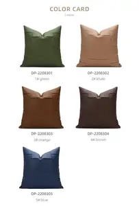 AIBUZHIJIA – housse de coussin de couleur unie, bleu kaki, marron, vert, taie d'oreiller carrée pour canapé, canapé, chambre à coucher, voiture