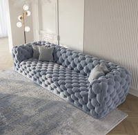 Ensemble de canapés de salon modernes en bambou écologique avec tête de lit et ottoman, design luxueux pour la maison