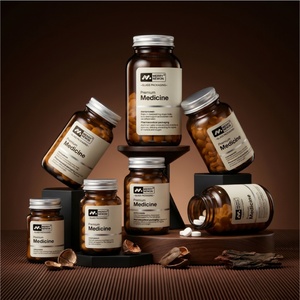 Bouteilles en verre givré de luxe personnalisées pour capsules de pilules, emballages de vitamines, flacons vides pour compléments alimentaires, bouteilles en verre ambré - Product Image 3