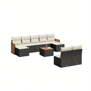 Conjunto de Sofás de Jardín de Ratán Negro, Muebles de Exterior con Cojines de Espuma de Alta Densidad, Diseño Contemporáneo Impermeable - Product Image 1