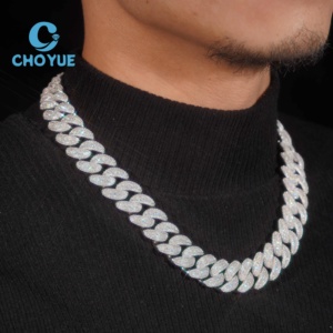 ลดราคาพิเศษ สร้อยคอเงินแท้ S925 ขนาด 18 มม. แบบ Cuban Link 4 แถว ประดับเพชรโมอิสซาไนต์ สไตล์ฮิปฮอป เครื่องประดับคุณภาพสูง สร้อยคอผู้ชาย ผ่านการทดสอบเพชร GRA - Product Image 5