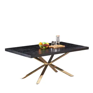 热卖黑色中密度纤维板木纸餐桌套装6/8座椅桌椅