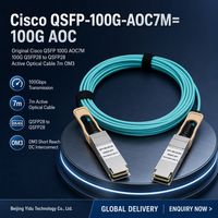 كابل بصري نشط سيسكو QSFP-100G-AOC7M QSFP28 بطول 7 متر OM3 عالي الكثافة للاتصال بين مراكز البيانات