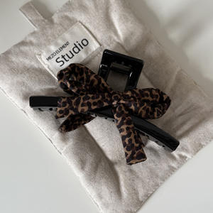 คลิปหนีบผมรูปโบว์ลายเสือดาวลายหมากรุกย้อนยุคคลิปหนีบผมแบบเกาหลีขนาดใหญ่ - Product Image 4