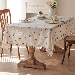 <span class=keywords><strong>Elegante</strong></span> <span class=keywords><strong>Tovaglia</strong></span> Rettangolare in Cotone e Lino Ricamata <span class=keywords><strong>con</strong></span> Nappe, Copritavolo Impermeabile Personalizzato per Casa, Hotel, Feste, Picnic - Product Image 3