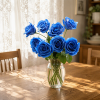 Rose artificielle en latex à toucher réel de 65 cm, rose bleue artificielle, hautement recommandée pour les mariages, les fêtes et la décoration de la maison