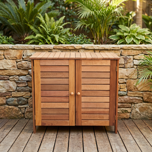 Mueble de Madera Tropical Moderno y Duradero para Sala de Estar, Estante de Almacenamiento, Modelo BNE Summer, SERIE OUTDOOR para Uso en Interiores y Exteriores - Product Image 3
