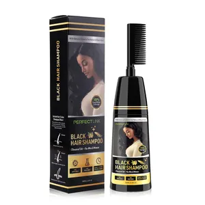 自有品牌植物配方芳香方便快速黑色染发洗发水神奇黑色头发洗发水