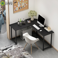 Bureau d'ordinateur de jeu en bois et acier simple en forme de L