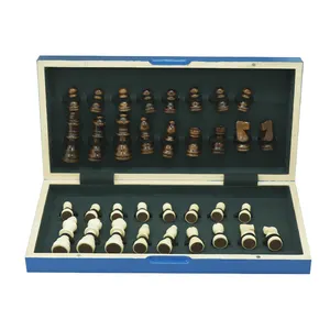 wooden pieces 15inch wooden chess blue wooden chess set