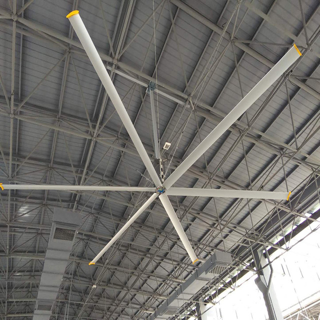 24ft Diameter Large Industrial Ceiling Fan HVLS German Motor Electric 6 Blades Aluminum Alloy 1100 Coverage 220V AC for