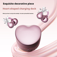 Écouteurs sans fil True Wireless Butterfly Earclip V6.0 avec miroir de maquillage, étui de charge en forme de cœur, suppression du bruit ENC, pour le bureau et le quotidien
