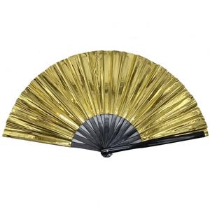Large Rave <b>Hand</b> <b>Fan</b> <b>Folding</b> <b>Fans</b> for Festivals Holographic Halloween Rave Accessories PVC Black Silver Gold <b>Hand</b> <b>Fan</b> - Product Image 1