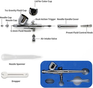 MEEDEN-kit de aerógrafo con pintura, 12 colores portátil con compresor de aire, 30ml, para pintar tatuajes - Product Image 3