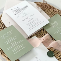Ensemble d'invitations de mariage personnalisées en papier fantaisie avec enveloppes, incluant carte RSVP et itinéraire pour les planificateurs